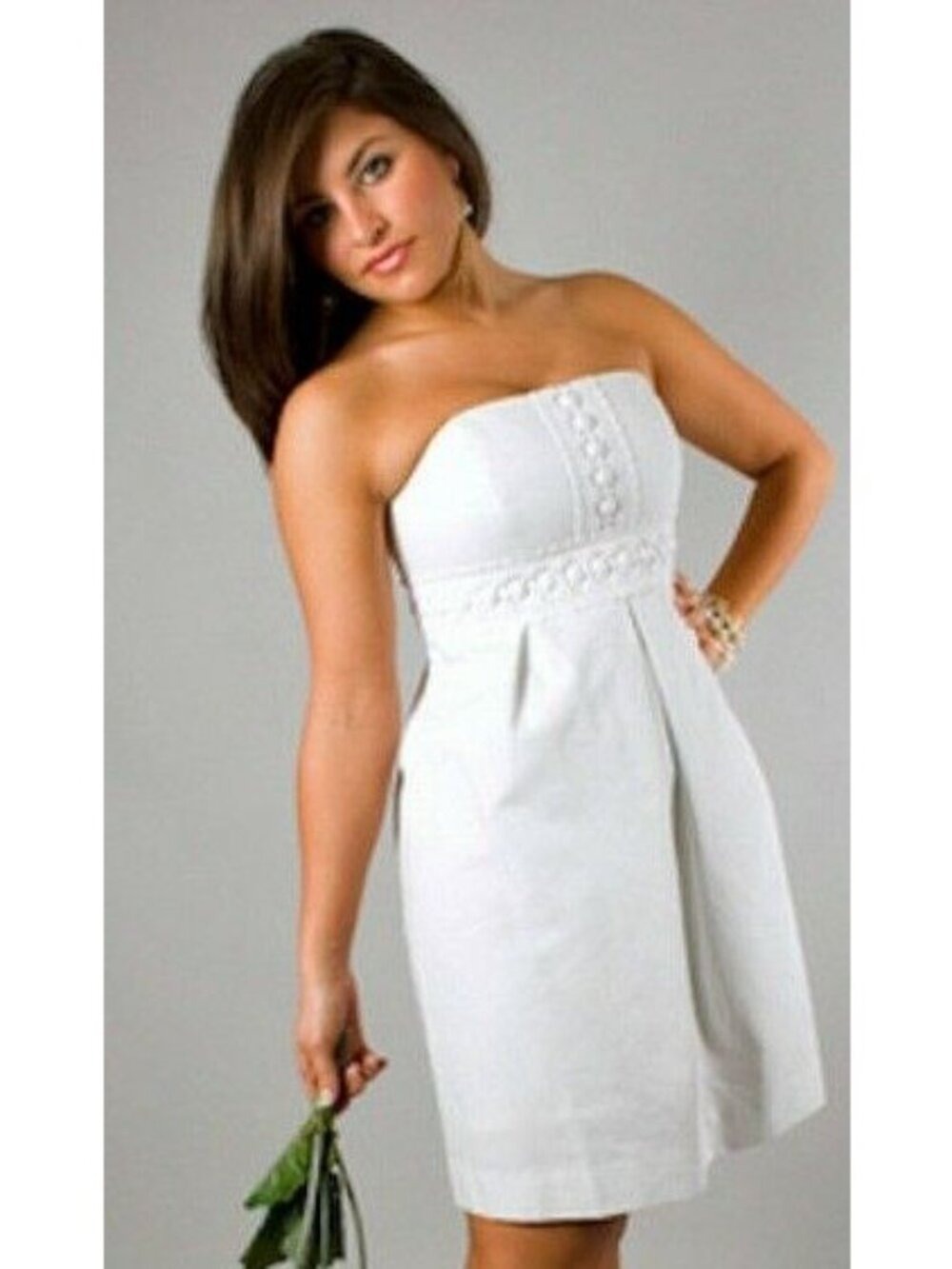 Lilly Pulitzer Betsey White Strapless Embellished Cocktail Dress sz 0